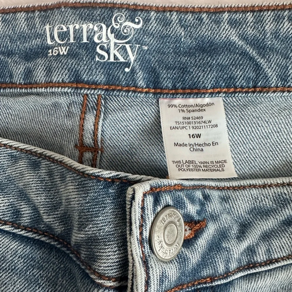 Terra & Sky Cargo Utility Denim Jeans Size 16W  Wide Leg Curvy - Picture 5 of 9